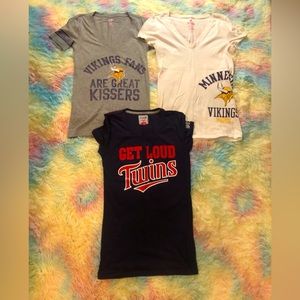 Bundle of 3 Victoria’s Secret PINK Minnesota Vikings/Twins Tees